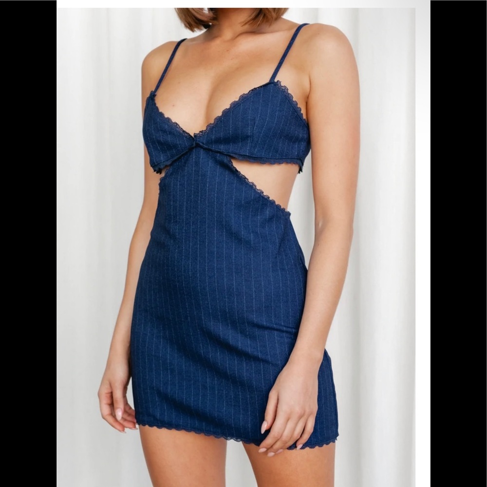 AWAKENING MINI DRESS (MIDNIGHT PINSTRIPE)